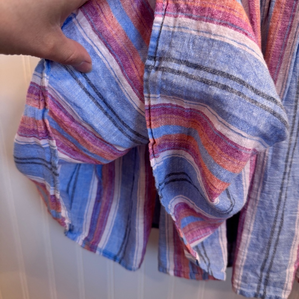 Beachlunchlounge Lana Stripe Linen & Cotton Tiered Stripes Midi Sundress Size XS - Picture 3 of 10